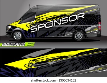 van Graphic designs. Abstract lines  vector with grunge background concept for vinyl Wrap and Vehicle branding 