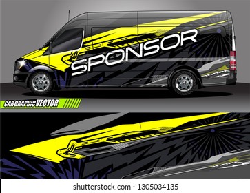 van Graphic designs. Abstract lines  vector with grunge background concept for vinyl Wrap and Vehicle branding 