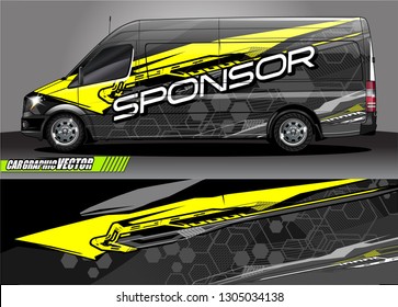 van Graphic Designs. Abstrakte Linien, Vektorgrafik mit farbigem Hintergrund-Konzept für Vinyl Wrap und Fahrzeugmarken 