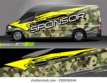 van Graphic designs. Abstract lines  vector with grunge background concept for vinyl Wrap and Vehicle branding 