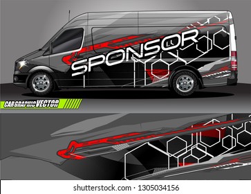 van Graphic designs. Abstract lines  vector with grunge background concept for vinyl Wrap and Vehicle branding 