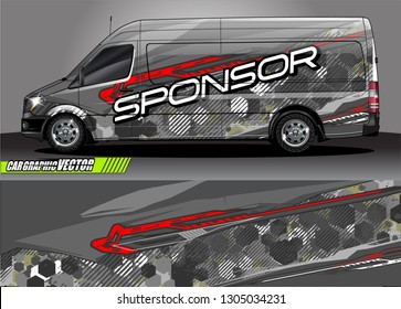 van Graphic designs. Abstract lines  vector with grunge background concept for vinyl Wrap and Vehicle branding 