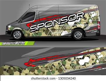 van Graphic designs. Abstract lines  vector with grunge background concept for vinyl Wrap and Vehicle branding 