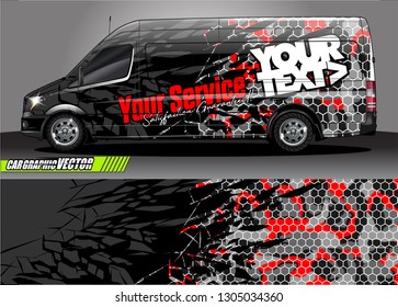 van Graphic designs. Abstract lines  vector with grunge background concept for vinyl Wrap and Vehicle branding 