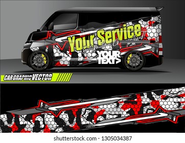 van Graphic designs. Abstract lines  vector with grunge background concept for vinyl Wrap and Vehicle branding 
