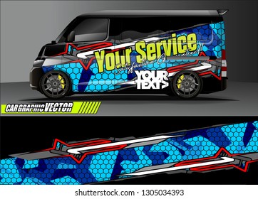 van Graphic designs. Abstract lines  vector with grunge background concept for vinyl Wrap and Vehicle branding 