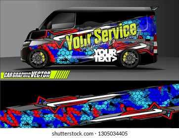 van Graphic designs. Abstract lines  vector with grunge background concept for vinyl Wrap and Vehicle branding 