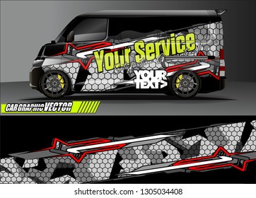 van Graphic designs. Abstract lines  vector with grunge background concept for vinyl Wrap and Vehicle branding 
