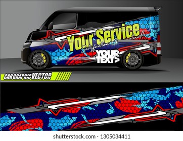 van Graphic designs. Abstract lines  vector with grunge background concept for vinyl Wrap and Vehicle branding 