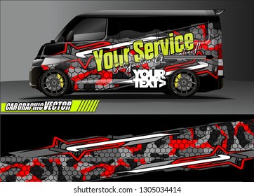 van Graphic designs. Abstract lines  vector with grunge background concept for vinyl Wrap and Vehicle branding 