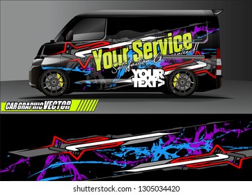 van Graphic designs. Abstract lines  vector with grunge background concept for vinyl Wrap and Vehicle branding 
