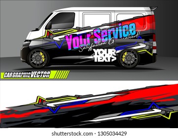 van Graphic designs. Abstract lines  vector with grunge background concept for vinyl Wrap and Vehicle branding 