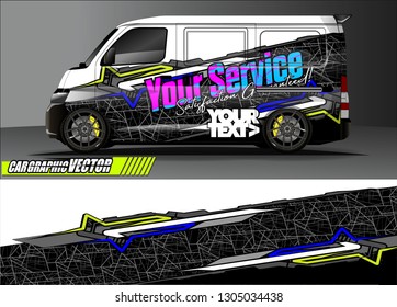 van Graphic designs. Abstract lines  vector with grunge background concept for vinyl Wrap and Vehicle branding 