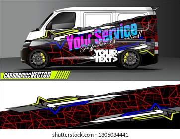 van Graphic designs. Abstract lines  vector with grunge background concept for vinyl Wrap and Vehicle branding 