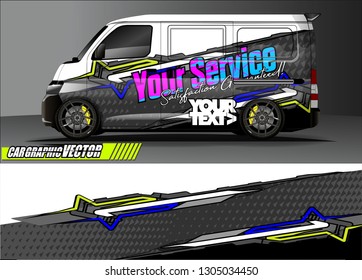 van Graphic designs. Abstract lines  vector with grunge background concept for vinyl Wrap and Vehicle branding 