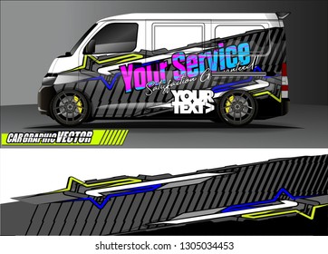 van Graphic designs. Abstract lines  vector with grunge background concept for vinyl Wrap and Vehicle branding 
