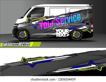 van Graphic designs. Abstract lines  vector with grunge background concept for vinyl Wrap and Vehicle branding 