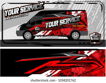Van graphic kit. Modern vehicle graphic kit. Abstract racing background for car, truck, van, boat wrapping decals. 
