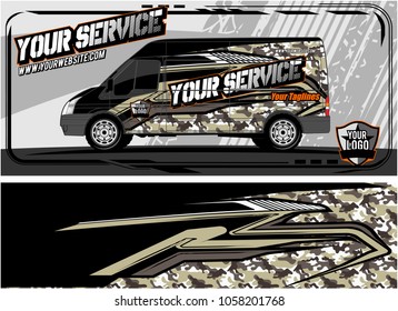 Van graphic kit. Modern vehicle graphic kit. Abstract racing background for car, truck, van, boat wrapping decals. 
