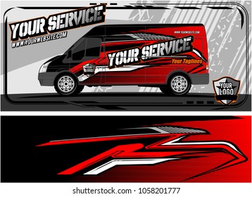 Van graphic kit. Modern vehicle graphic kit. Abstract racing background for car, truck, van, boat wrapping decals. 
