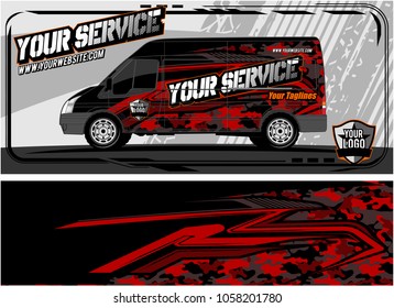 Van graphic kit. Modern vehicle graphic kit. Abstract racing background for car, truck, van, boat wrapping decals. 
