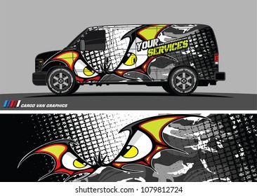 Van Graphic vector. abstract cartoon eyes in bat wing shape with camouflage background
