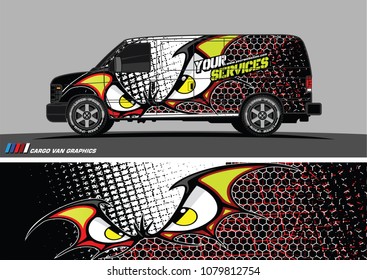 Van Graphic vector. abstract cartoon eyes in bat wing shape with camouflage background
