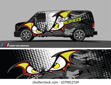 Van Graphic vector. abstract cartoon eyes in bat wing shape with camouflage background
