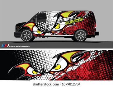 Van Graphic vector. abstract cartoon eyes in bat wing shape with camouflage background
