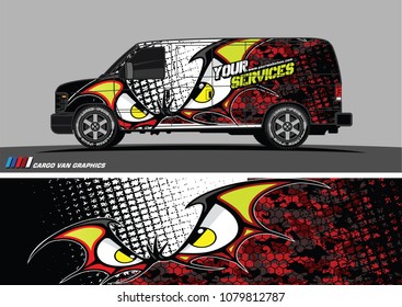Van Graphic vector. abstract cartoon eyes in bat wing shape with camouflage background
