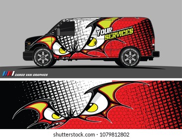 Van Graphic vector. abstract cartoon eyes in bat wing shape with camouflage background
