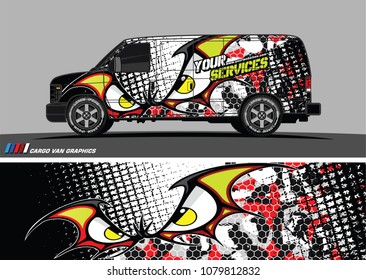 Van Graphic vector. abstract cartoon eyes in bat wing shape with camouflage background
