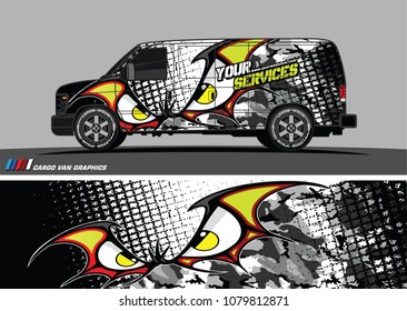 Van Graphic vector. abstract cartoon eyes in bat wing shape with camouflage background
