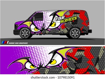 Van Graphic vector. abstract cartoon eyes in bat wing shape with camouflage background