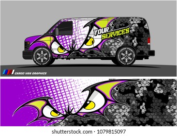 Van Graphic vector. abstract cartoon eyes in bat wing shape with camouflage background