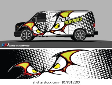 Van Graphic vector. abstract cartoon eyes in bat wing shape with camouflage background