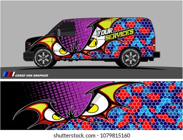 Van Graphic vector. abstract cartoon eyes in bat wing shape with camouflage background