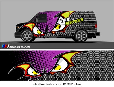 Van Graphic vector. abstract cartoon eyes in bat wing shape with camouflage background