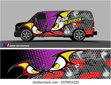 Van Graphic vector. abstract cartoon eyes in bat wing shape with camouflage background
