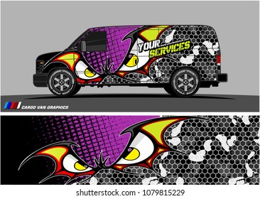 Van Graphic vector. abstract cartoon eyes in bat wing shape with camouflage background