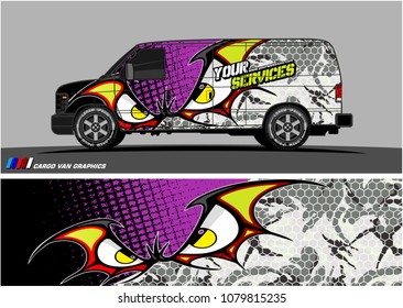 Van Graphic vector. abstract cartoon eyes in bat wing shape with camouflage background