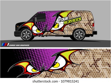 Van Graphic vector. abstract cartoon eyes in bat wing shape with camouflage background