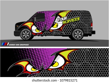 Van Graphic vector. abstract cartoon eyes in bat wing shape with camouflage background