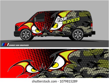 Van Graphic vector. abstract cartoon eyes in bat wing shape with camouflage background