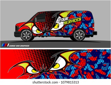 Van Graphic vector. abstract cartoon eyes in bat wing shape with camouflage background