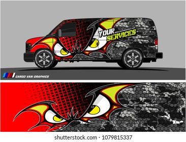Van Graphic vector. abstract cartoon eyes in bat wing shape with camouflage background