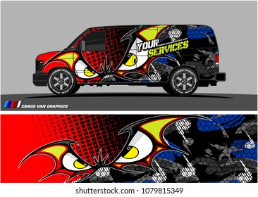 Van Graphic vector. abstract cartoon eyes in bat wing shape with camouflage background