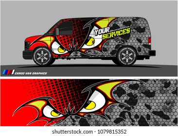 Van Graphic vector. abstract cartoon eyes in bat wing shape with camouflage background