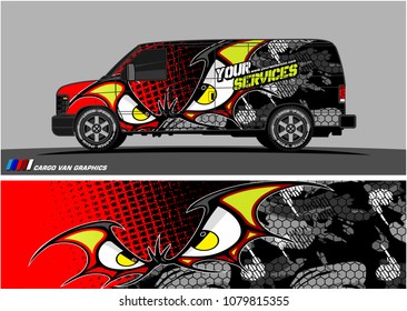 Van Graphic vector. abstract cartoon eyes in bat wing shape with camouflage background