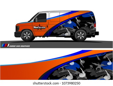 Van Graphic vector. abstract curved shape with camouflage background